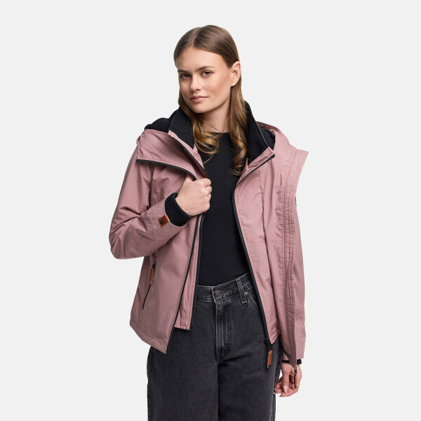 Marikoo Erdbeere Damen Übergangsjacke leicht gefüttert mit Kapuze Mauve-Größe 3XL - Gr. 46