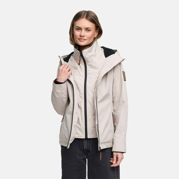 Marikoo Erdbeere Damen Übergangsjacke leicht gefüttert mit Kapuze Bone-Größe 3XL - Gr. 46